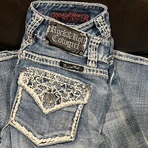 Rock & Roll Cowgirl mid rise Lace & Rhinestone Pocket 24X32